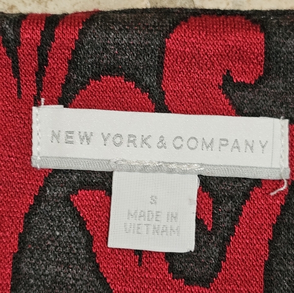 New York & Company Gothic Black Red Long Sleeve Midi Dress Small Whimsigoth 90s - Picture 4 of 7